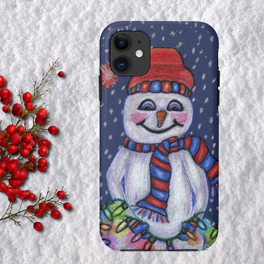 クリスマス ライト 笑顔の雪だるま Case-Mate iPhoneケース