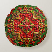 クリスマス～ラウンドクッション～赤グリーン金ゴールド ラウンドクッション (正面)