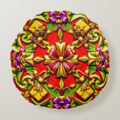 クリスマス～ラウンドクッション～赤グリーン金ゴールド ラウンドクッション (正面)