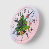 クリスマス ラウンド壁時計 (傾斜)