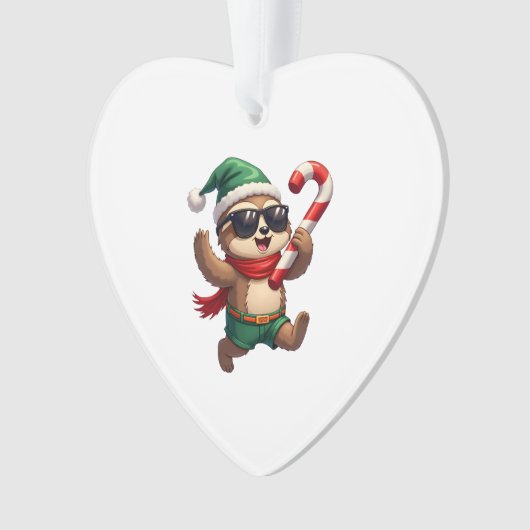 クリスマス ラクダのエルフ ペッパーミント キャンディー ケーン シャツ ギ オーナメント (正面)