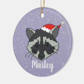 クリスマス・ラクーン セラミックオーナメント (左)