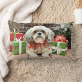 クリスマス-ラサApso - Taz ランバークッション (ブランケット)