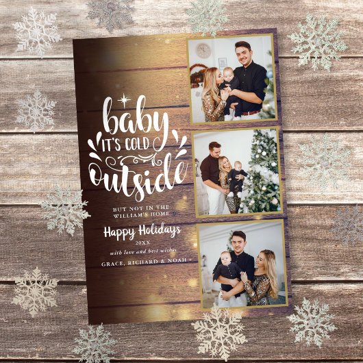 クリスマス　ラスティックウッド　３枚　フォト　コラージュ シーズンカード