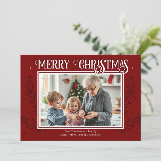 クリスマス　ラスティックレッド　ファミリー写真　ホリデーシーズン　カ シーズンカード (スタンド正面)