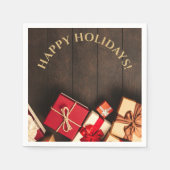 クリスマス ラスティック ギフト ボックス スタンダードカクテルナプキン (正面)