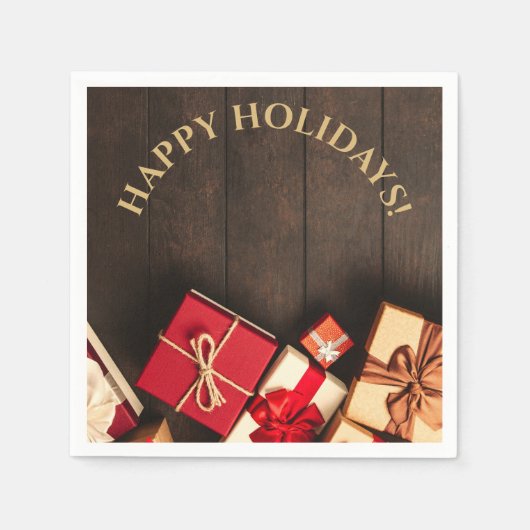 クリスマス ラスティック ギフト ボックス スタンダードカクテルナプキン (正面)