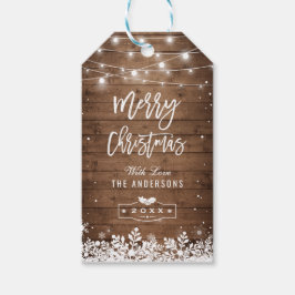 クリスマス ラスティック ストリング ライト スノーフレーク ギフトタグ