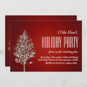 クリスマス ラスティック ツリー ホリデー パーティー 招待状 (正面/裏面)