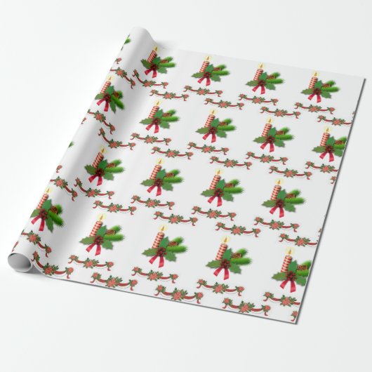 クリスマス ラッピングペーパー キャンドル (アンロールド)
