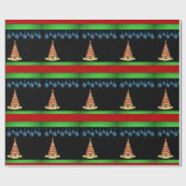 クリスマス ラッピングペーパー ツリー ブラック (フラット)
