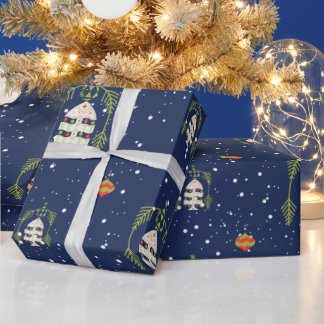 クリスマス ラッピングペーパー 松の枝 アーチ