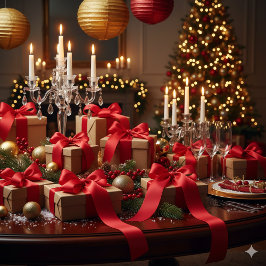 クリスマス+ラッピング用フェスティブ+レッド+グログランリボン グログランリボン