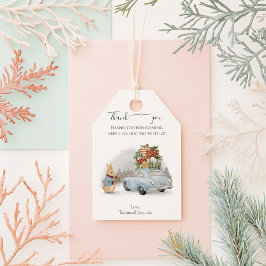 クリスマス・ラビットピーターと車 ギフトタグ