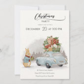 クリスマス・ラビットピーターと車 招待状 (正面)