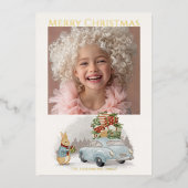 クリスマス・ラビットピーターと車 箔シーズンカード (正面)