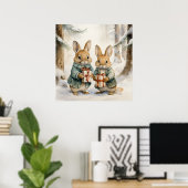 クリスマス・ラビットポスター ポスター (ホームオフィス)