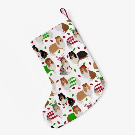 クリスマス・ラフ・コリー スモールクリスマスストッキング (裏面 (吊り時))