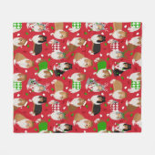 クリスマス・ラフ・コリー フリースブランケット (正面(横))