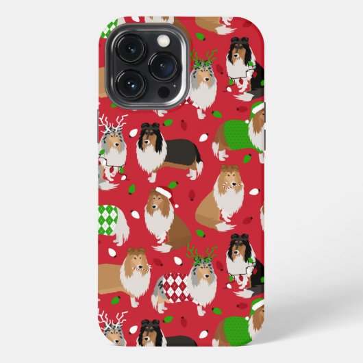 クリスマス・ラフ・コリー iPhoneケース (裏面)