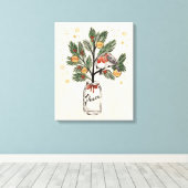 クリスマス・ラブバード平和 キャンバスプリント (インサイチュ (ウッドフロア))