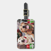 クリスマス-ラブラドールの同盟国-ゴールデン・リトリーバーWrigl ラゲッジタグ (正面縦)