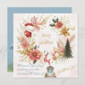 クリスマス ラブ & アナタに温かい祝福を ホリデー カード (正面/裏面)