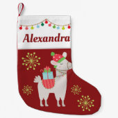 クリスマス·ラマとあなたの名前 スモールクリスマスストッキング (正面)