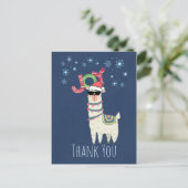 クリスマス・ラマと一緒にホリデーバスケットありがとう ポストカード (スタンド正面)
