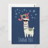 クリスマス・ラマと一緒にホリデーバスケットありがとう ポストカード (正面/裏面)