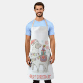 クリスマス ラマ エプロン (着用した状態)