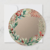 クリスマス・ランチョン グリッター ウィンター フローラルリース 招待状 (裏面)