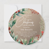 クリスマス・ランチョン グリッター ウィンター フローラルリース 招待状 (正面)