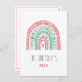 クリスマス ランbow ファミリー ネーム 水彩アート (正面/裏面)