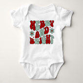 クリスマス リアルでポップな グルーヴィーなホリデー ベビーボディスーツ (正面)