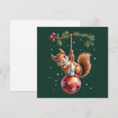 クリスマス リスの冬の雪の結晶のウィンター ホリデー (正面/裏面)