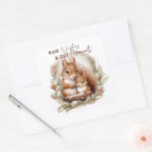 クリスマス・リスの暖かい願い居心地の良い瞬間 スクエアシール (封筒)