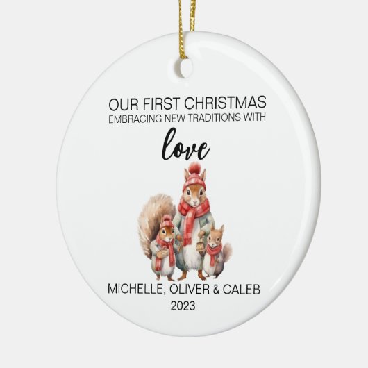 クリスマス・リス三家 セラミックオーナメント (左)