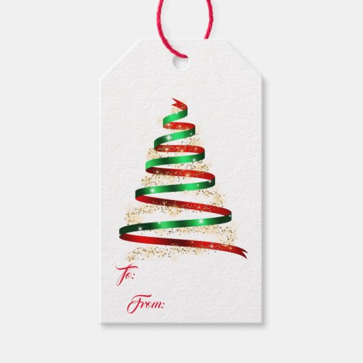 クリスマス リボン ツリー ギフトタグ (正面)