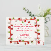 クリスマス リボン ディナー 招待状 (スタンド正面)