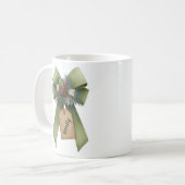 クリスマス リボン マグカップ – 名前入り クリスマス マグカップ (正面左)