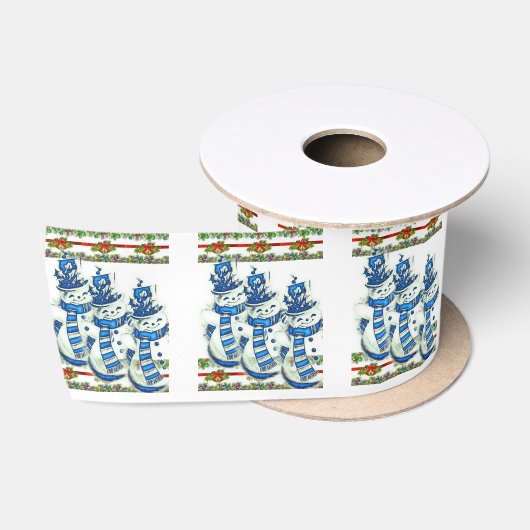 クリスマス リボン 雪だるま サテンリボン (リール)