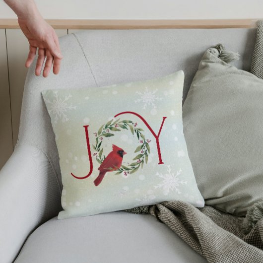 クリスマス リースのカーディナル JOY クッション