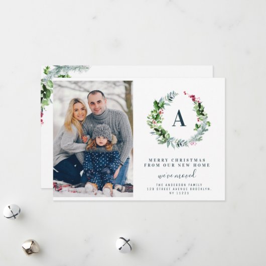 クリスマス・リース引っ越しのお知らせ シーズンカード (正面/裏面インサイチュ)