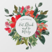 クリスマス リース 花 緑の装飾 ウィンドウサイン (シート)