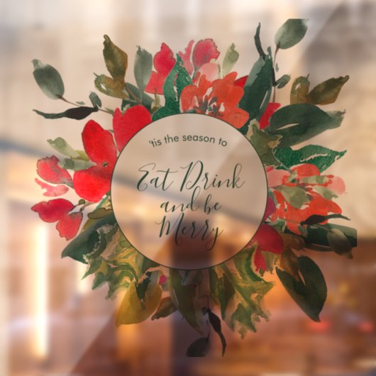 クリスマス リース 花 緑の装飾 ウィンドウサイン (シート2)