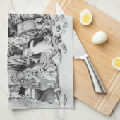 クリスマス・ルイス・ウェインの猫たち キッチンタオル (四つ折り)