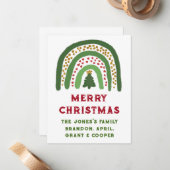 クリスマス レインボー グリッター 赤 金 緑 ノートカード (正面/裏面インサイチュ)