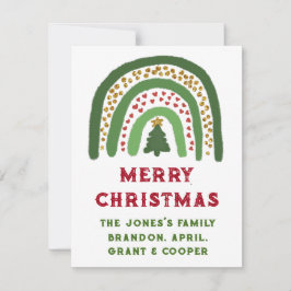 クリスマス レインボー グリッター 赤 金 緑 ノートカード