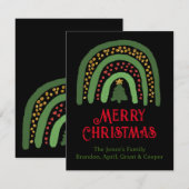 クリスマス レインボー グリッター 赤 金 緑 ノートカード (正面/裏面)